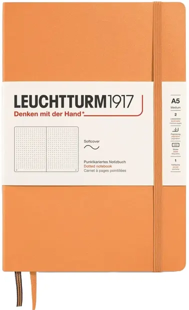 Caiet Leuchtturm1917 New Colours - A5, pagini punctate, Apricot, coperte moi