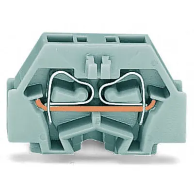 Space-saving, 2-conductor end terminal block; without push-buttons; without protruding snap-in mounting foot; for terminal strips with snap-in mounting feet; can be commoned with adjacent jumpers and staggered jumpers; CAGE CLAMP®; 1,50 mm²; orange