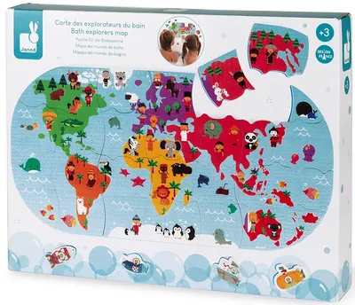 Puzzle educativ pentru baie Janod - Harta lumii