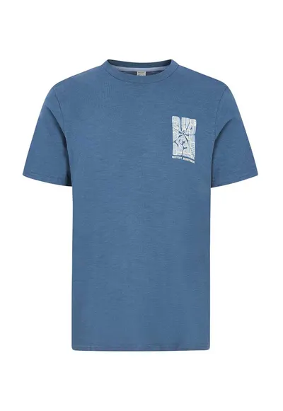 Tricou bumbac - albastru - croiala regulata - decolteu rotund