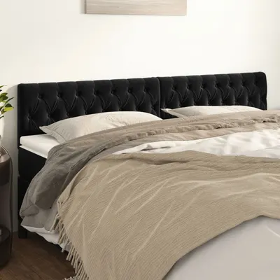 vidaXL Tăblii de pat, negru, 180x7x78/88 cm, catifea