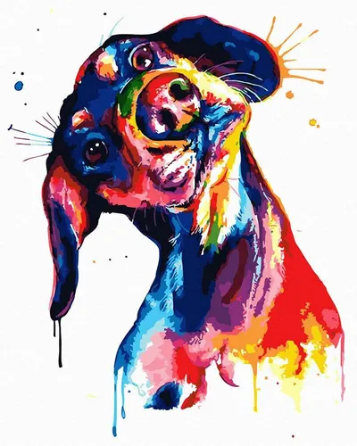 Pictură pe numere – Cățelușul colorat, 40 x 50 cm