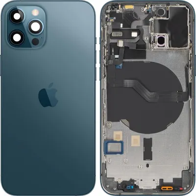 Capac Baterie Apple iPhone 12 Pro, Cu Carcasa Mijloc, Albastru (Pacific Blue), Swap