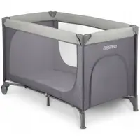 Patut pliabil cu un nivel pentru copii Ricokids,pliere compacta,usa de acces cu fermoar,roti cu frane,husa transport si saltea pliabila incluse Gri deschis