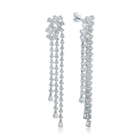 Cercei candelabru din aur alb cu diamante pear si rotunde de 4.21ct
