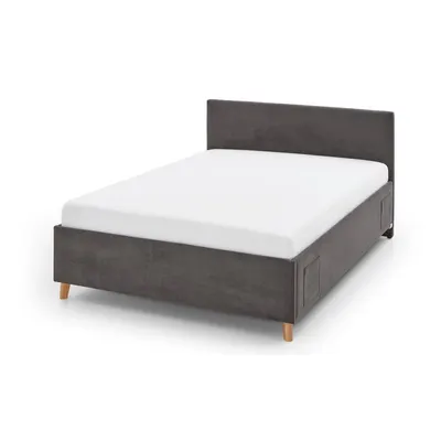 Pat pentru copii gri antracit tapițat cu spațiu de depozitare cu somieră 140x200 cm Cool – Meise Möbel