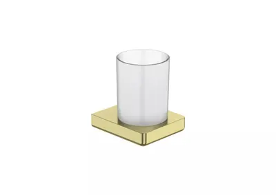 Pahar baie Roca Tempo A817021VA0, montare pe perete, metal/sticla, mat, Alama