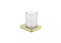 Pahar baie Roca Tempo A817021VA0, montare pe perete, metal/sticla, mat, Alama