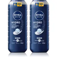 NIVEA MEN Hydrocare gel de dus pentru față, corp și păr ambalaj economic 2 x 500 ml