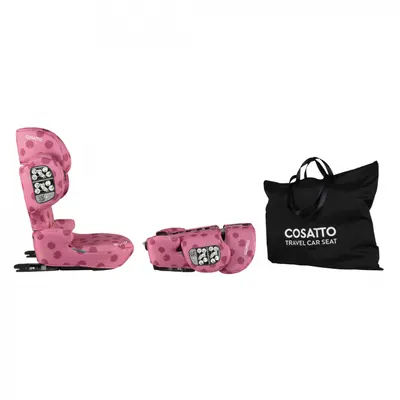 Scaun auto Cosatto Ninja i-Go Cherry Pie 100x150 cm, i-Size, pliere compacta, material eco, tetiera reglabila, huse detasabile, geanta de transport