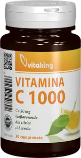 Vitamina C 1000mg cu bioflavonoide, acerola si macese, 30 comprimate, Vitaking