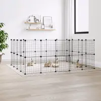 Gossi cusca animale de companie cu usa 36 panouri negru 35x35 cm otel