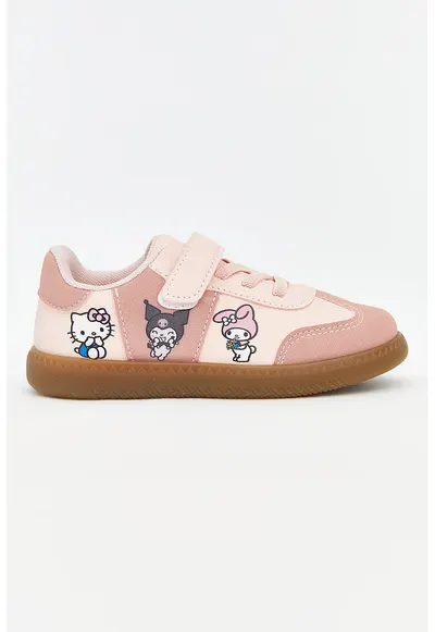 Pantofi sport cu imprimeu Hello Kitty si velcro - Roz