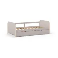 Pat pentru copii crem cu extensie suplimentară din lemn de pin 90x190 cm Enola – Marckeric