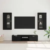 vidaXL Set comodă TV FLORIN 3 buc. Negru Lemn prelucrat