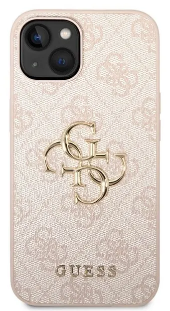 Husă Guess - Metal Logo, iPhone 14, roz