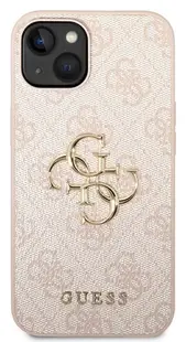 Husă Guess - Metal Logo, iPhone 14, roz