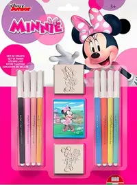Set creativ Multiprint - Minnie, 2 ștampile și 8 pixuri din pâslă