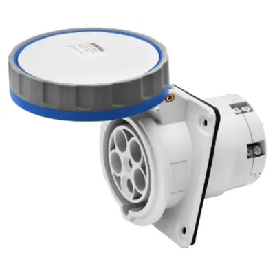 Priza industriala incastrata 10° HP - IP66/IP67 - 2P+E 125A 200-250V 50/60HZ - BLUE - 6H - MANTLE TERMINAL