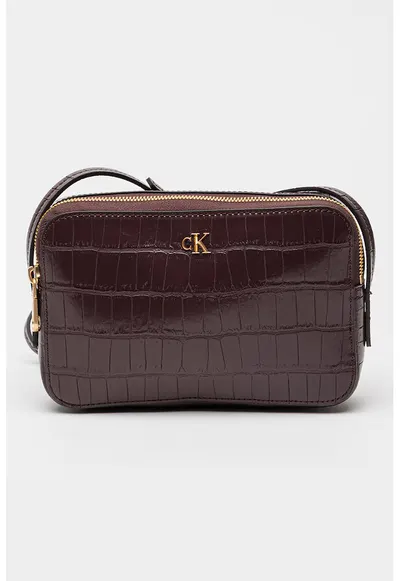 Geanta crossbody de piele ecologica cu model crocodil - Violet tyrian
