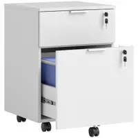 HOMCOM Corp de birou, mobilier de depozitare 2 sertare 2 bare pentru dosare suspendate, încuiabil cu 2 chei 42x40x60 cm | Aosom Romania
