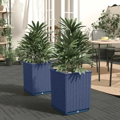 vidaXL Jardiniere, 2 buc., albastru gri, 30x30x37 cm, polipropilenă