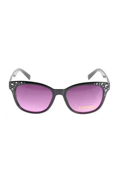 Ochelari de soare eleganti cu rama neagra si detalii stralucitoare