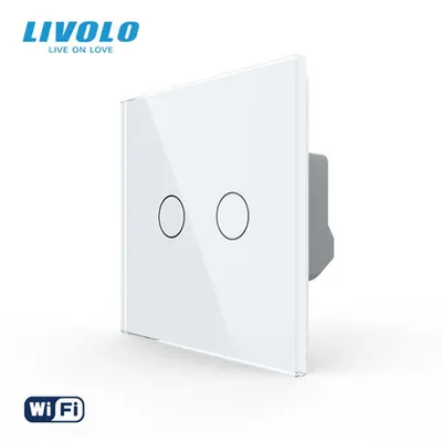 Intrerupator tactil dublu WiFi, cu panou sticla Alb