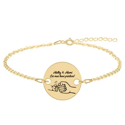 Nala - Bratara personalizata cu banut pentru mama din argint 925 placat cu aur galben 24 karate