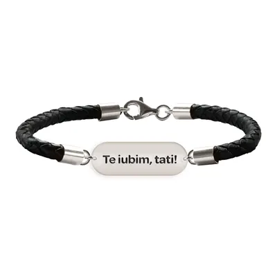Dad - Bratara personalizata premium din piele impletita si tablita din argint 925