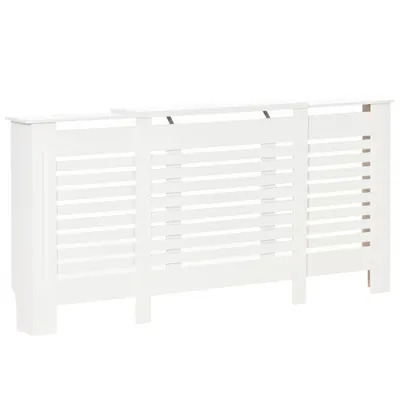 HOMCOM Masca Calorifer Reglabila din MDF si Lemn Alb 140-202x19x82.5 cm Design Modern pentru Acoperire Radiator | Aosom Romania