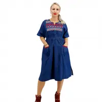 Rochie din denim cu broderie Flavia 5
