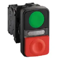 Buton cu capat dublu pentru proiectare, iluminat, verde incastrat/Rosu 22 1No XB5AW73731M5