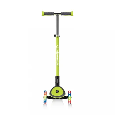 Trotineta pliabila Globber Elite Deluxe Lights Verde, roti LED, pliabila, din aluminiu, ghidon reglabil, greutate suportata 50 kg, varsta 3 ani+