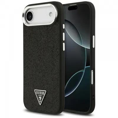 Husa MagSafe pentru Apple iPhone 17 Air, Guess, Glitter Triangle Logo, Neagra