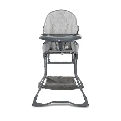 Scaun de masa pentru copii Lorelli Bonbon Grey Leather cu suport pentru picioare, cos pentru jucarii, pliere compacta, greutate admisa 15 kg