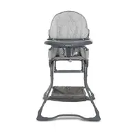 Scaun de masa pentru copii Lorelli Bonbon Grey Leather cu suport pentru picioare, cos pentru jucarii, pliere compacta, greutate admisa 15 kg