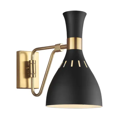 Aplica Joan 1 Light Wall Light – Midnight Black & Burnished Brass