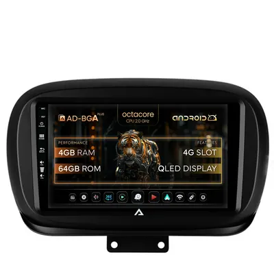 Navigatie Fiat 500X (2014-2020), Android, A-Octacore 4GB RAM + 64GB ROM, 9 Inch - AD-BGA9004+AD-BGRKIT362