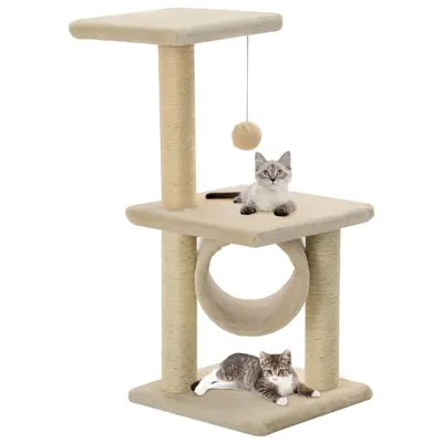 Gossi ansamblu pentru pisici, stalpi cu funie de sisal, bej, 65 cm