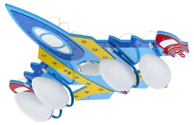 Plafonier LED pentru copii Elbulgaria - Aviator, 58W, RGB, 4xE14, albastru