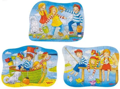 Puzzle din lemn Goki - Peggy Diggledey, În apă, sortiment