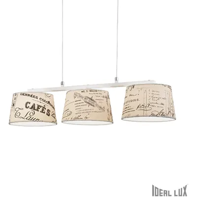 lustra Coffee, 3 becuri, dulie G9, L:700 mm, H:300/1100 mm, Alb