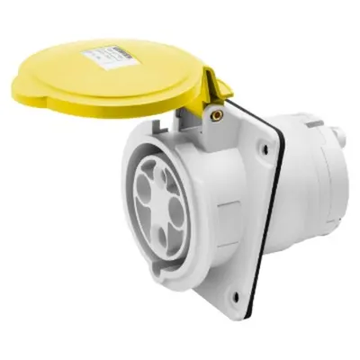 Priza industriala incastrata 10° HP - IP44/IP54 - 2P+E 63A 100-130V 50/60HZ - YELLOW - 4H - MANTLE TERMINAL