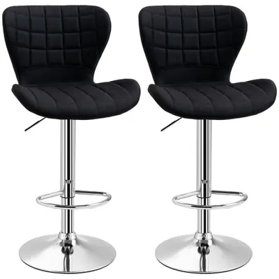 HOMCOM Set de 2 Taburete de Bar Design Contemporan Înălțime de șezut reglabilă 59-81 cm rotative 360° In Negru | Aosom Romania