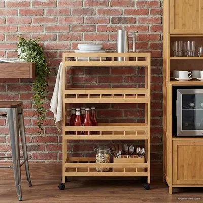 vidaXL Cărucior de bucătărie cu roți natural 60 x 18 x 97 cm Bambus