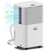 HOMCOM Dezumidificator 10 L/zi Silențios cu 3 Moduri Ecran LED Temporizator 24h Blocare pentru copii și Drenaj Continu Alb | Aosom Romania