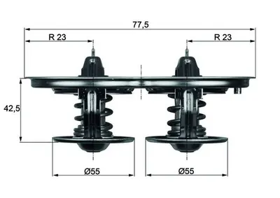 Termostat lichid racire (8; 75 C 79 C, cu garnitura) potrivit SCANIA 4, 4 BUS, G I, K, N BUS, P I, R I, T DC09.109-DT16.08 05.95
