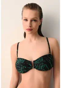 Sutien de baie cu animal print - Verde/Negru