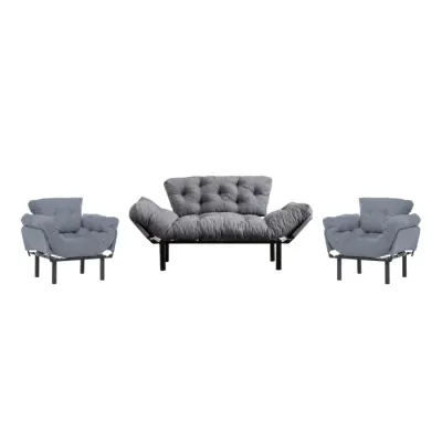 Set NITTA 2-1-1, canapea extensibila 3 locuri si 2 fotolii extensibile, gri